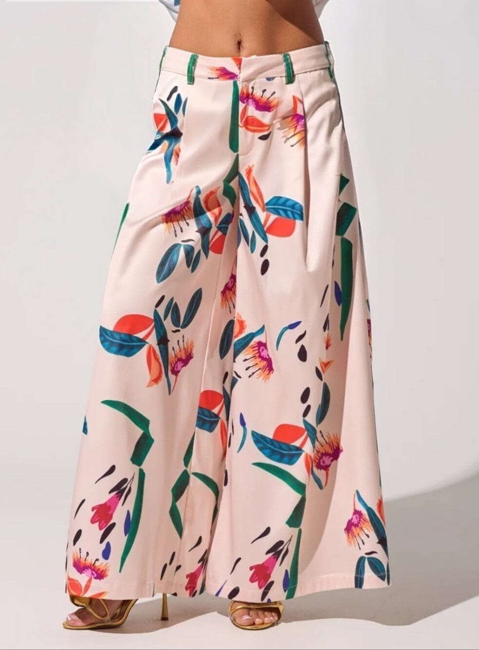Wide-Leg Floral Print Skirt - Pink